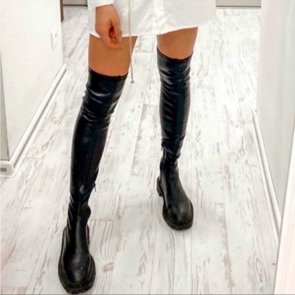 Zara Thigh High Leather Boots
